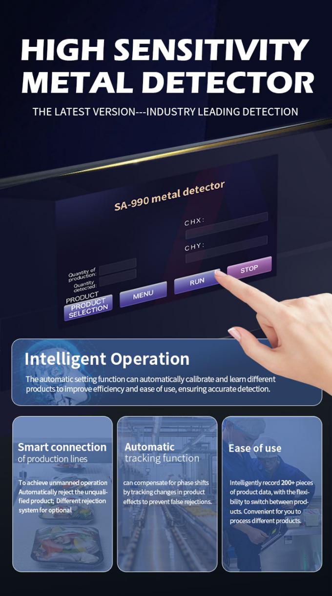 Nhựa cao su Thịt bánh quy đồ ăn nhẹ Conveyor Thực phẩm đông lạnh Máy dò kim loại công nghiệp 1