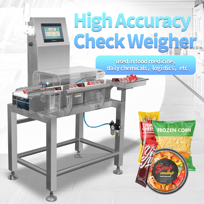 Sản phẩm hộp dây chuyền vận chuyển chính xác cao checkweigher trực tuyến phân phối trọng lượng checkweigher với con lăn từ chối