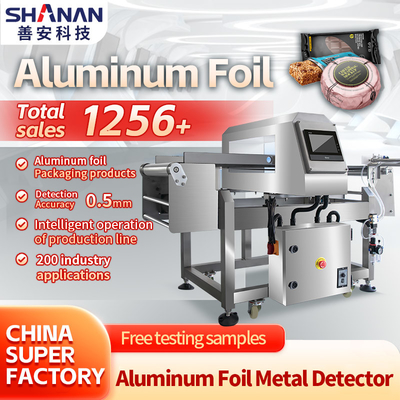 Máy dò kim loại chính xác cho bao bì nhôm mỏng 0.8mm Tính nhạy tự động từ chối chức năng