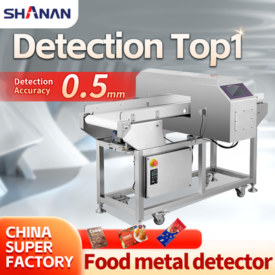 Máy phát hiện kim loại băng tải bằng thép không gỉ với báo động âm thanh và ánh sáng
