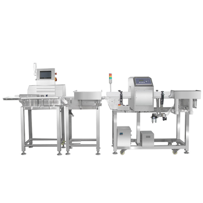 Máy dò kim loại chính xác cao với trọng lượng CE được phê duyệt AI từ chối tự động cho đồ đóng gói thực phẩm