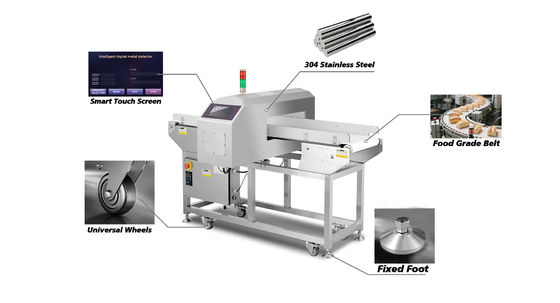 Máy dò kim loại thực phẩm 10g 5000g, phạm vi phát hiện 1200mm X 800mm X 1200mm
