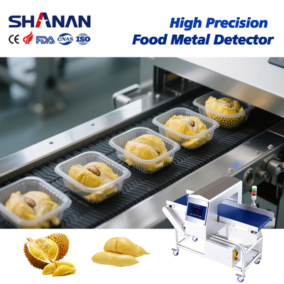 Máy dò kim loại cao độ chính xác ngành công nghiệp thực phẩm an toàn kim loại Durian với từ chối