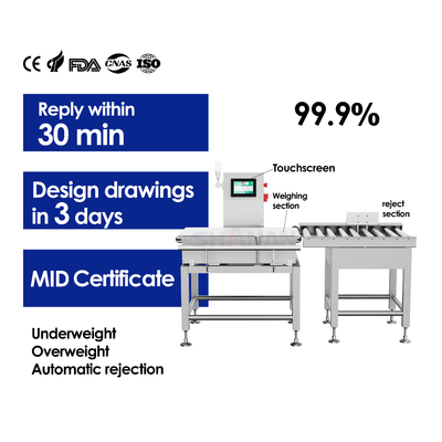 Máy kiểm tra trọng lượng tự động hiệu suất cao Phân loại trọng lượng nhanh với loại bỏ