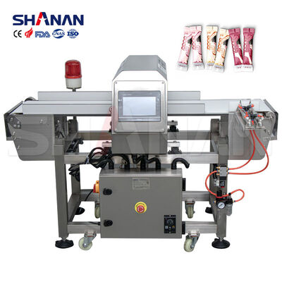 Hệ thống phát hiện an toàn máy dò kim loại băng tải dây chuyền sản xuất thực phẩm bao bì lá nhôm