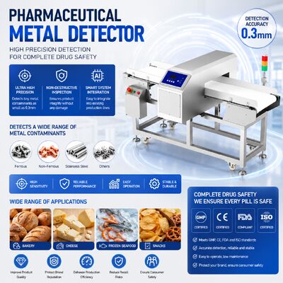 Tất cả các loại kim loại Conveyor Nhà máy thực phẩm Thịt Thực phẩm hải sản Bánh kẹo sô cô la hạt Máy dò kim loại
