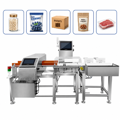 Máy kiểm tra trọng lượng và máy dò kim loại tự động kết hợp Sàng lọc trọng lượng theo dây chuyền & Phát hiện tạp chất kim loại